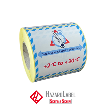 Time & Temperature +2 +30, 100x100 mm, Paperlabel